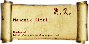 Mencsik Kitti névjegykártya